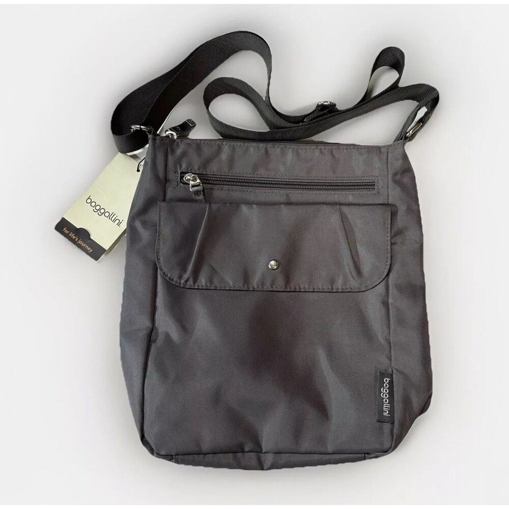 Baggallini Crossbody Bag Purse Gray Travel 3 Front Pockets 1 Interior Pocket NWT